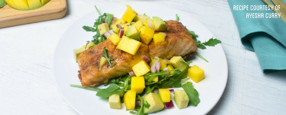 Ayesha Curry’s Spiced Salmon with Mango Avocado Salad